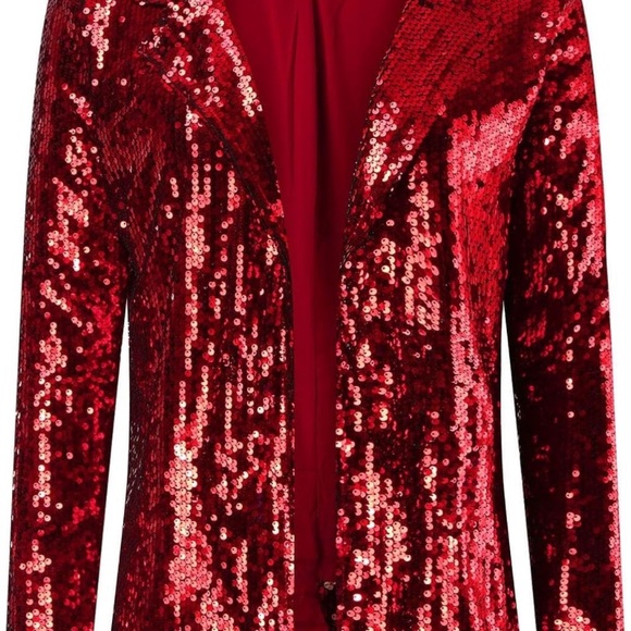 Red Sequins bling women black blazer jacket long sleeve
Fits true to size - Picture 3 of 4